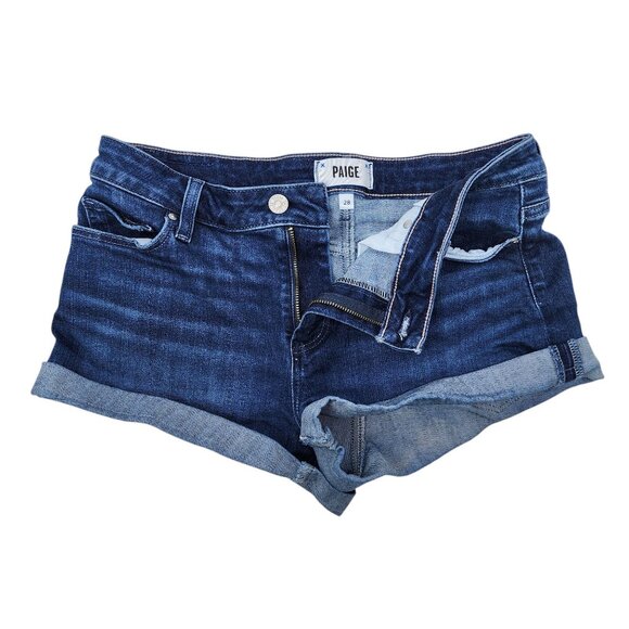 Paige Jimmy Jimmy Short Womens Denim Shorts Size 28 With Zipper & Button Closure - Picture 3 of 9